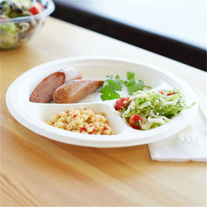 Compostable Round Plates With 3 Compartment
