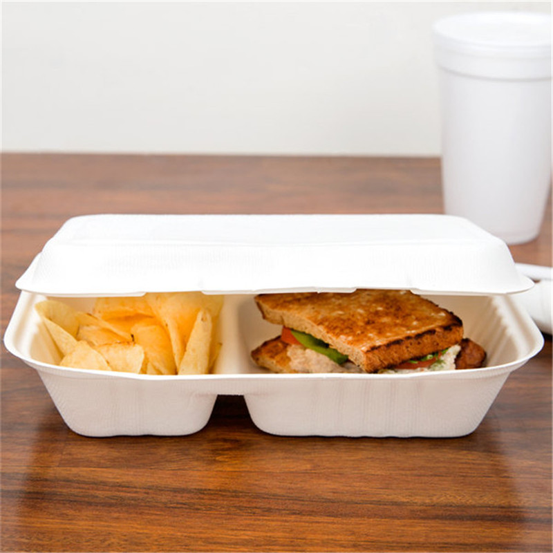 Disposable Meal Prep Bagasse Containers Fast Food Takeaway