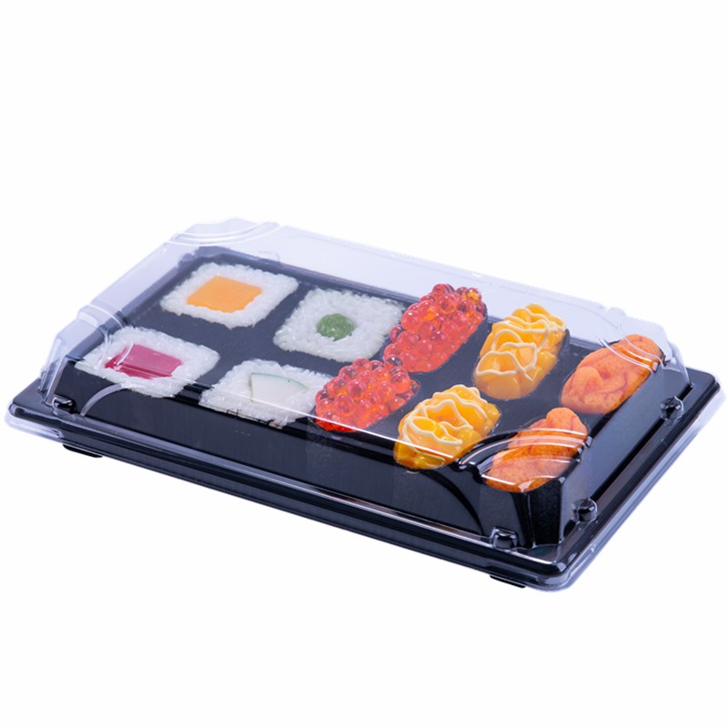 Disposable Custom Printed Paper Sushi Food Tray with Plastic Lid