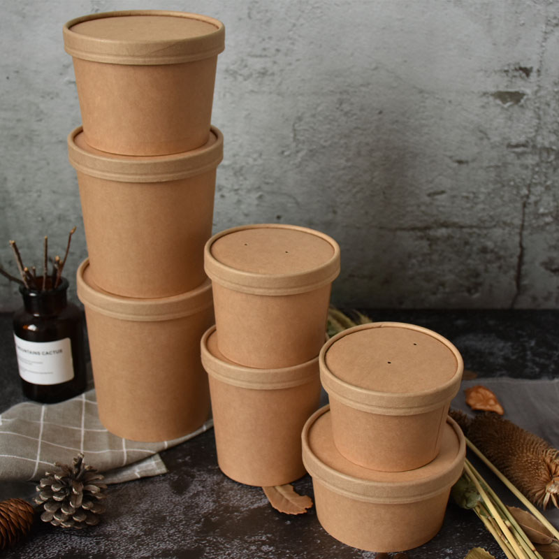 Vasos de sopa de papel  kraft ecológicos de 16 oz