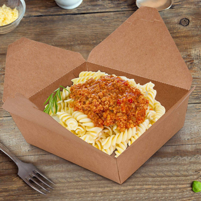 Caja de comida para llevar de embalaje de alimentos de papel Kraft con –  Fastfoodpak