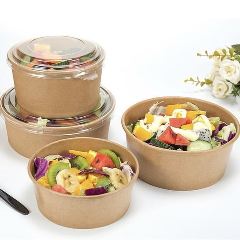 Custom Printed Kraft Paper Salad Bowl with Lid - Buy Paper Bowl