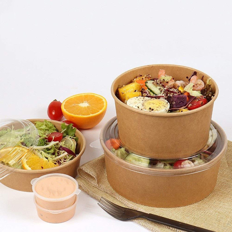 Customized Logo Take Away To Go Craft Paper Bowl Salad Bowl Fruit Vege –  Fastfoodpak