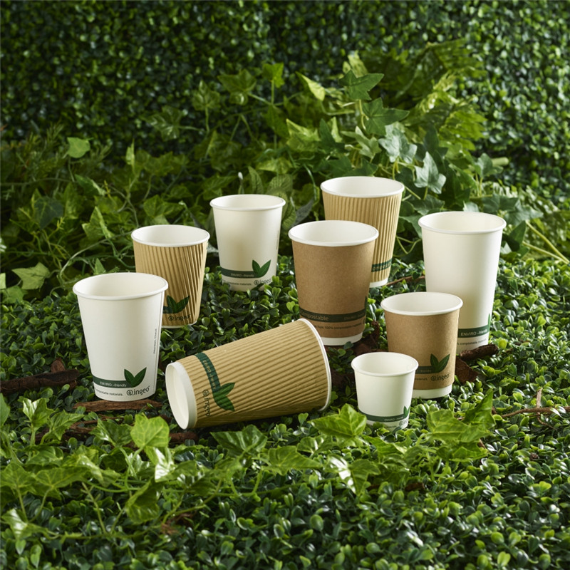 desechables té Pack de 50 vasos de papel kraft de 350 ml para café ecológicos 50 reciclables con portavasos biodegradables bebidas calientes 