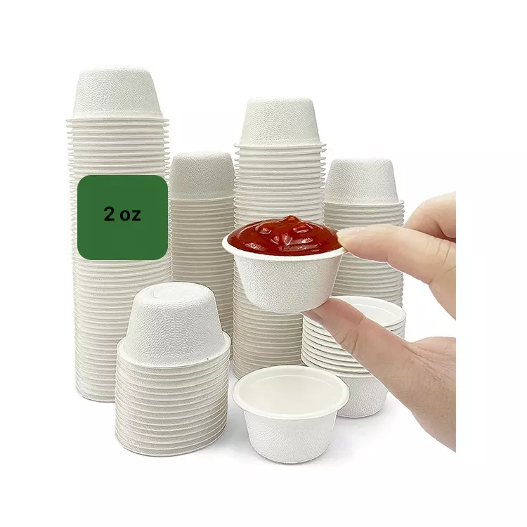 Buy Wholesale China 2 Oz Sauce Cup Lids Biodegradable 2oz Small Sugarcane  Bagasse Dipping Sauce Cup & Disposable Food Containers at USD 0.06