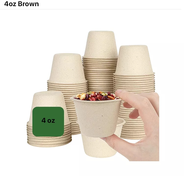 4oz Compostable Sauce Cup with Lids Made From Sugarcane Pulp