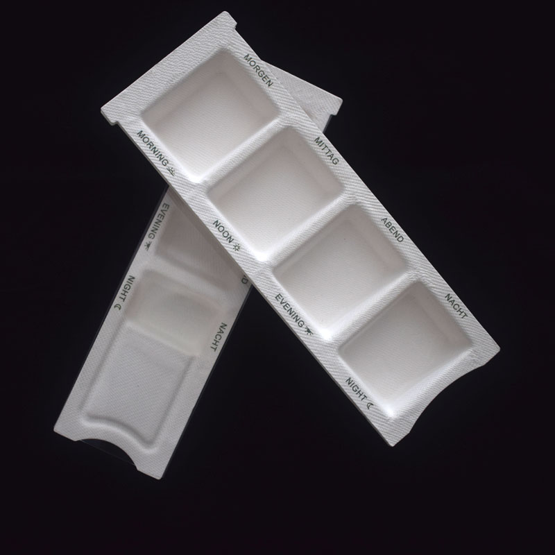 Hot Sell Disposable White Sugarcane Bagasse Pulp Medicine Dispenser Tray for Pills