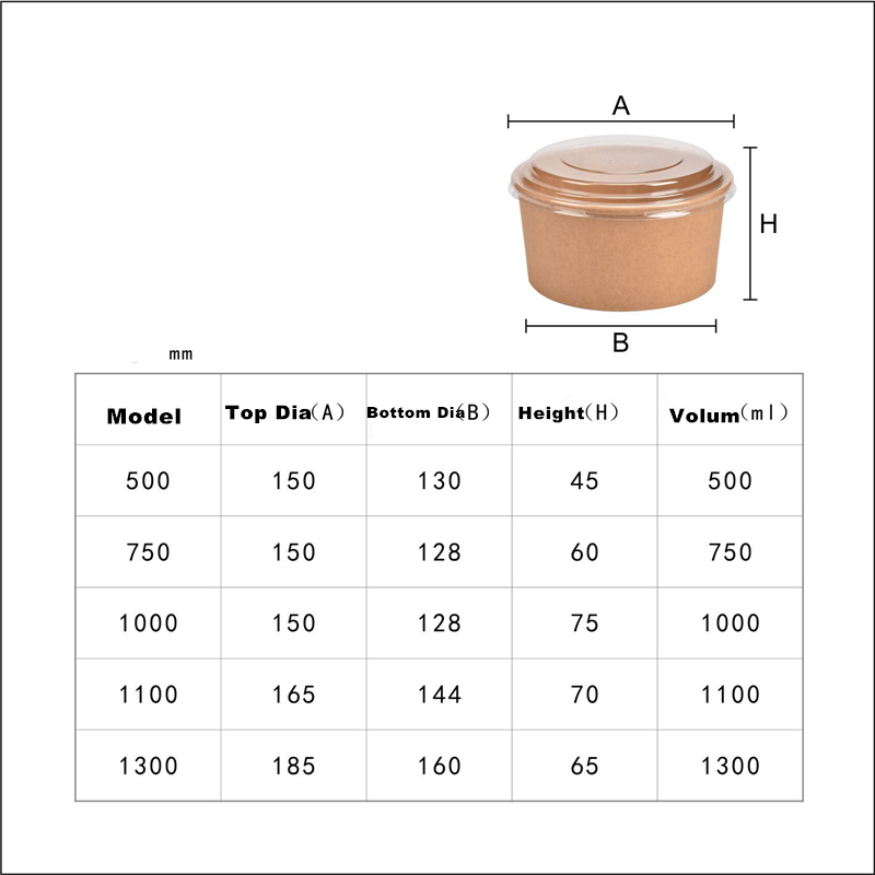 Ensaladera de papel kraft de 750 ml